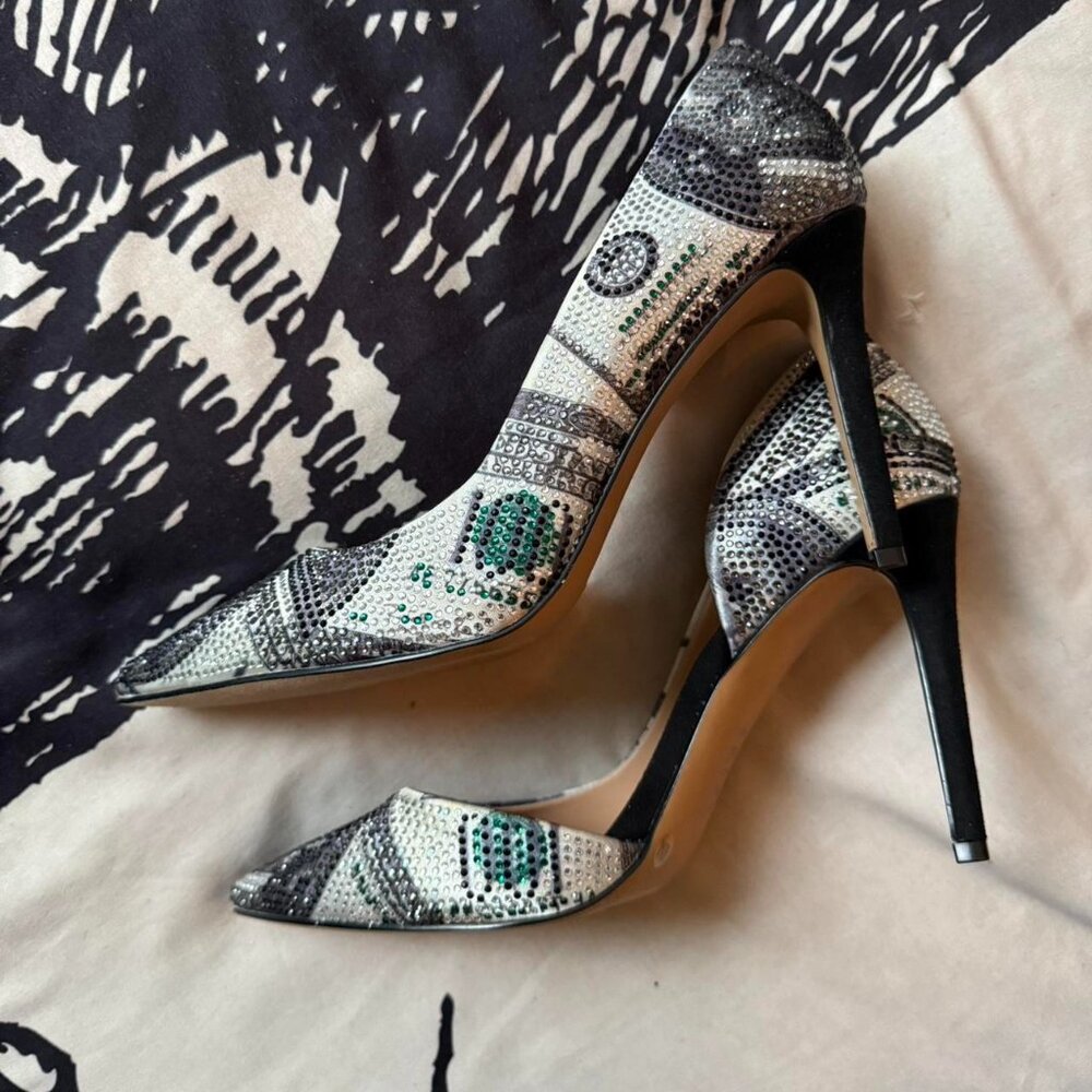 I.N.C. Hundred Dollar Bill Rhinestone High Heels